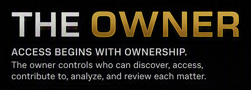 DOMATRIX ownership banner describing owner-controlled discovery, access, contribution, analysis, and review